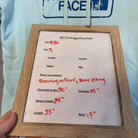 The North Face Hoodie Womens Small Light Blue Teal Spellout Sweatshirt Pullover - Picture 7 of 16